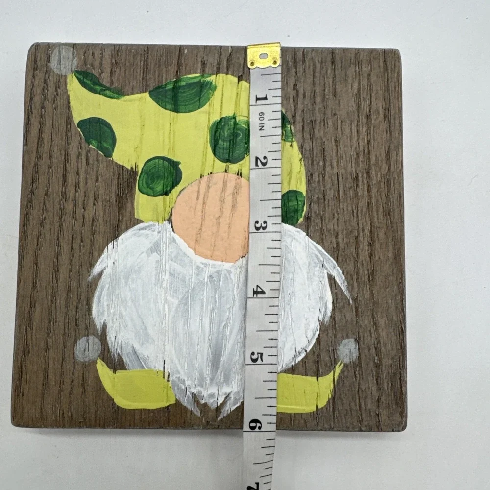 Pottery Barn Gnome Oak Wood Gray Wash 7 Art Deco Piece Plaque 6